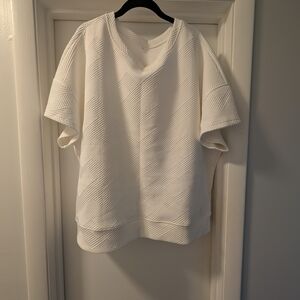 Comfy White Textured Women's Two Piece Set